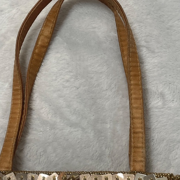 Jessica Mcclintock Sequin Handbag Gold Tone - Picture 5 of 13